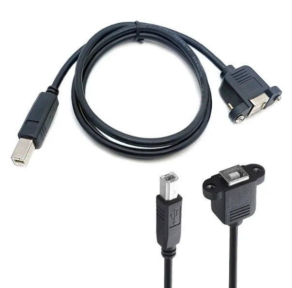 USB 2.0 Type B Male to Type B Female Panel Mount Printer Extension Cable with Screw